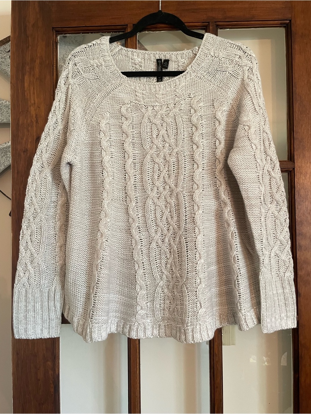 Allie & Rob Cream Cable Knit Crewneck Sweater